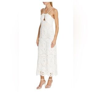 Everly Cult Gaia white lace midi dress
